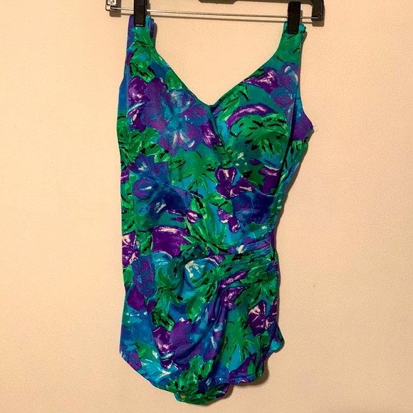 Maxine of Hollywood Square Neck Maillot One Piece Swimsuit Size 6